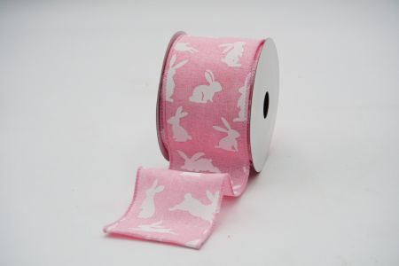 Decorated Easter Wired Ribbon_KF6864GC-5-5_Pink